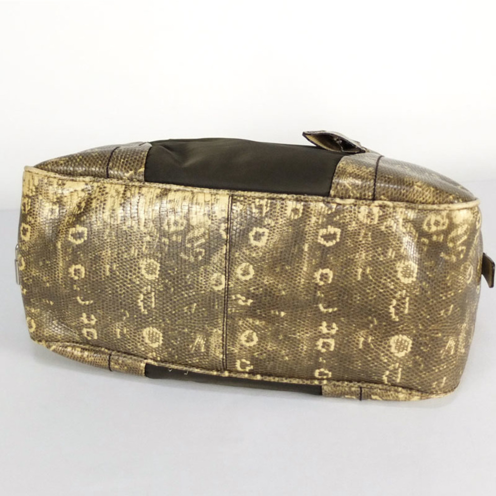 Prada Bag Semi-Shoulder Handbag Python Silver Kha… - image 3